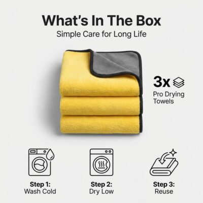 Microfiber Towels for Cars - 15.7" x 15.7" inches, Highly Absorbent Professional Grade Drying Towel Set for Superior Cleaning and Drying Performance - Car Drying & Kitchen Towel - Pack of 3 - Image 7
