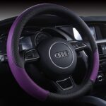Automotive Steering Wheel Cover Leather Anti Slip Wrap 15",Purple