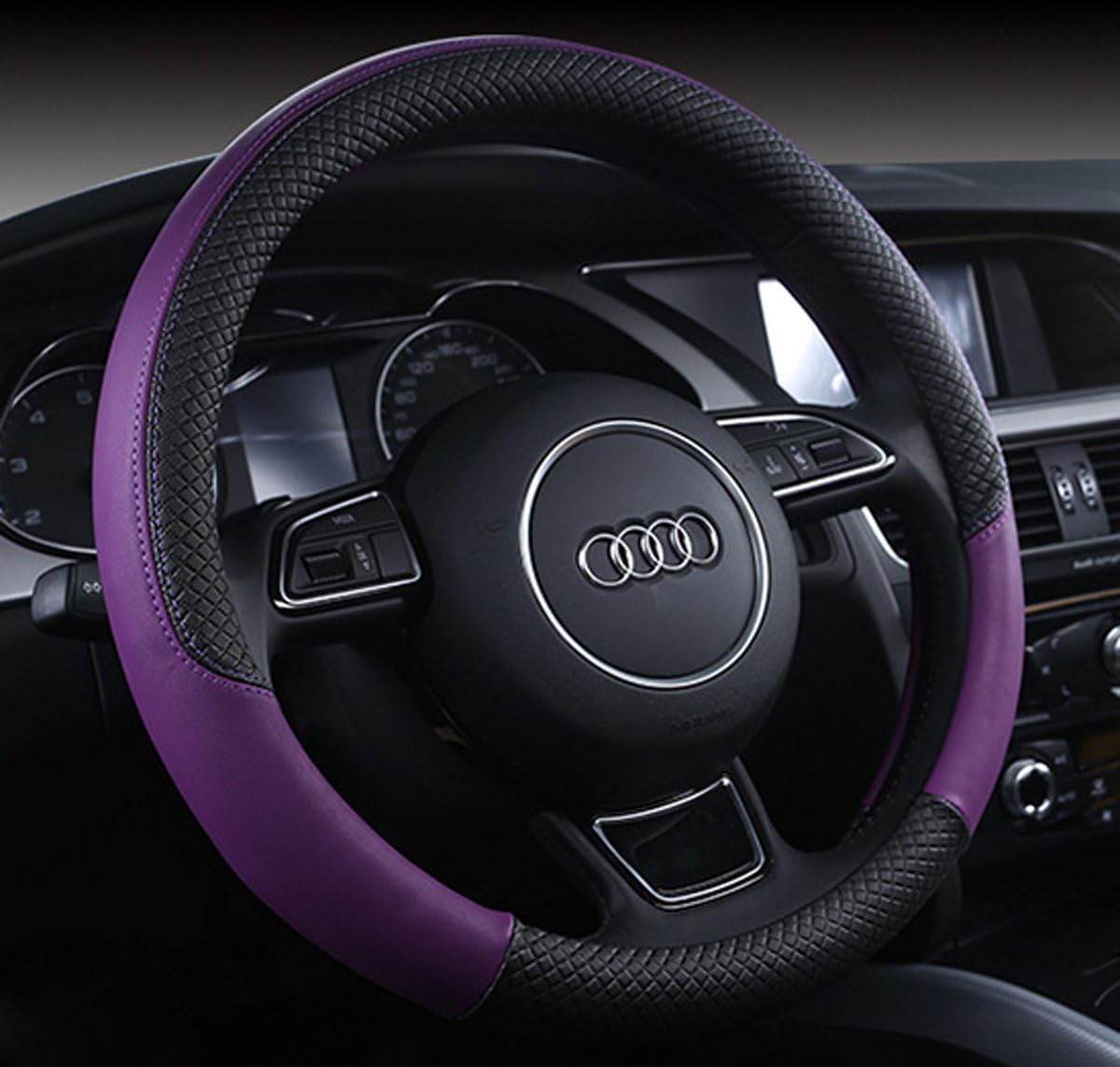 61i9qTnYEeL._AC_SL1200_.jpg Automotive Steering Wheel Cover Leather Anti Slip Wrap 15",Purple - Image 1