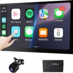 10.1" Double Din Car Stereo, Touchscreen Car Radio with Wireless Apple CarPlay & Android Auto, Bluetooth 4.1, HD Backup Camera, Mirror Link, GPS Navigation, WiFi, Voice Control, 2+64GB, FM/AM