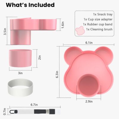 Car Seat Tray - Convert Cup Holder to a Tray for Snacks, Toys, 360 Rotatable for Kids Travel, Anywhere with Cup Holder (Pink) - Image 7