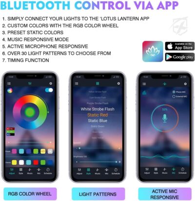 Xprite Double Row RGB LED Car Underglow Bluetooth Lights Strip, 4 PCS Underbody Neon Cars Exterior Glow Light Kit w/APP Control & Wireless Remote, Universal for Vehicles SUV Trucks Pickups Vans - Image 4