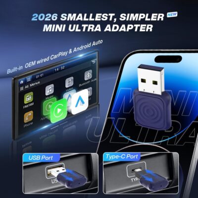 Carlinkit Wireless CarPlay Adapter 2026 MINI - for iPhone & Android Phone, Converts OEM Wired CarPlay to Wireless CarPlay, Converts OEM Wired Android Auto to Wireless Android Auto. - Image 4