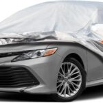 Kayme 6 Layers Car Cover Custom Fit for Toyota Camry Sedan/Solara (1996-2025) Waterproof All Weather for Automobiles, Outdoor Full Cover Rain Sun UV Protection with Zipper Cotton/Silver