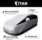 Titan Lightweight Poly 210T Car Cover for Hatchbacks 165-181". Waterproof, UV Protection, Scratch Resistant, Driver-Side Zippered Opening. Fits Prius, Focus, Civic and More. - Image 4