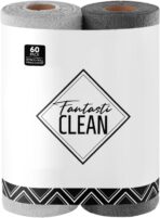 Fantasticlean Microfiber Cleaning Cloth Roll -60 Pack, Tear Away Microfiber Towels, 12" x 12", Reusable, Washable, Scratch Free, Ultra Absorbent for All-Around Cleaning Supplies (Grey & DimGrey)
