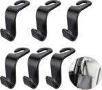 6Pack Car Seat Back Hooks Set Black Texture Multi Purpose Bag Holder Portable Storage Hooks for Travel Commute Shopping Office Use 4.3x2.8in(Black) - Image 3