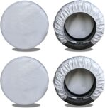 kayme Rv Tire Covers Set of 4, Travel Trailer Camper Truck SUV Motorhome Waterproof Wheel Cover, Sun Rain Snow Protector, Fit 27-29 Inch Tire Diameter/Silver