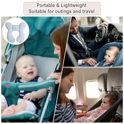 Upgraded Baby Head Support Pillow for Newborn Toddler, Soft Cotton Baby Travel Pillow for Car Seats and Strollers, Blue - Image 5
