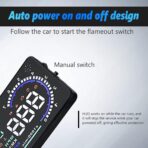 5.5'' HUD Head Display, Windshield Screen Projector Vehicle Speed, Hud Overspeed Alarm, Km/h MPH, OBDII/EUOBD Interface Plug Car Hud Screen - Image 4