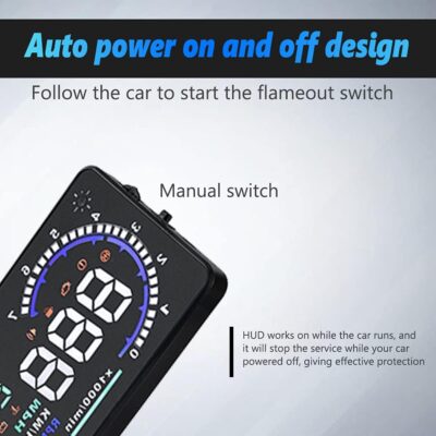 5.5'' HUD Head Display, Windshield Screen Projector Vehicle Speed, Hud Overspeed Alarm, Km/h MPH, OBDII/EUOBD Interface Plug Car Hud Screen - Image 4