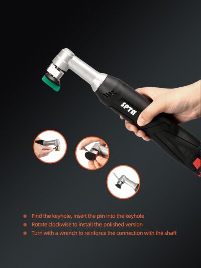 SPTA Cordless Mini Car Polisher, 12V Micro Cordless Scratches Killer Car Polisher RO/DA Mini Car Polisher for polishing, Sanding and Cleaning - Image 4