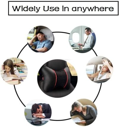 Car Neck Pillow 2 PCS,Universal Soft Breathable Leather Car Neck Pillow Comfortable Head Neck Rest Support Cervical Pillow for Travel Car Seat Driving & Home - Image 6