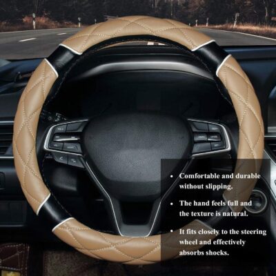 Car Steering Wheel Cover with Durable PU Leather, Universal 18 inch Fit for Car Truck SUV, Breathable Anti Slip Auto Steering Wheel Covers for Men and Women - Image 5