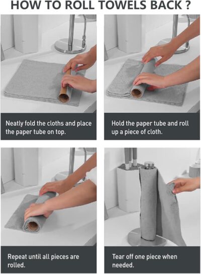 Fantasticlean Microfiber Cleaning Cloth Roll -60 Pack, Tear Away Microfiber Towels, 12" x 12", Reusable, Washable, Scratch Free, Ultra Absorbent for All-Around Cleaning Supplies (Grey & DimGrey) - Image 8