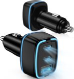 USB C Car Charger, 3 Port PD Super Mini Cigarette Lighter Adapter, 2Pack USB-C & A Fast Car Charging for iPhone 16/15 Pro Max, Galaxy S25/S24, iPad, Pixel, Android Phones,Travel Essentials for Men