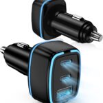 USB C Car Charger, 3 Port PD Super Mini Cigarette Lighter Adapter, 2Pack USB-C & A Fast Car Charging for iPhone 16/15 Pro Max, Galaxy S25/S24, iPad, Pixel, Android Phones,Travel Essentials for Men