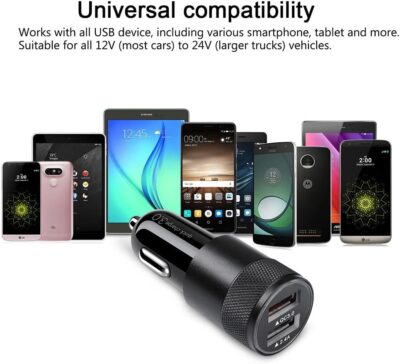 Fast Car Charger, Quick Charging 5.4A/30W Phone USB Adapter Rapid Plug 2 Port Cigarette Lighter Auto Charger Flush Compatible Samsung, Tablet, iPhone, iPad, LG, Automobile - Image 7