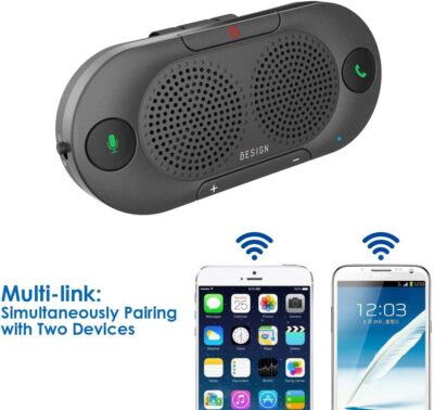 Besign BK06 Bluetooth 5.0 in Car Speakerphone with Visor Clip, Wireless Car Kit for Handsfree Talking, Motion Auto On, Siri Google Assistant Support, Dual 2W Speakers - Image 5