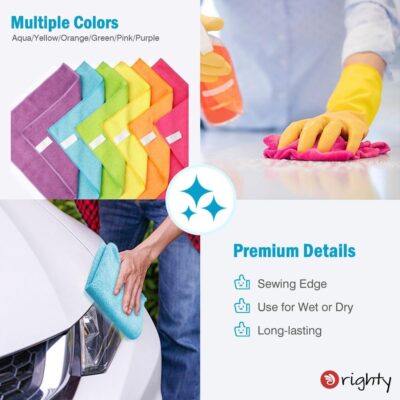 Orighty Microfiber Cleaning Cloth Pack of 24, Microfiber Towels for Cars, Highly Absorbent Car Cleaning Supplies, Lint Free Cloths Clean Rags for Car Care, House, Kitchen, 12x11 inch, Multicolor - Image 5