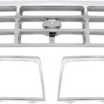 Grille & Headlight Bezel Silvery Compatible with 1992-1996 Ford Bronco F150 F250 1997 F350 & 1997 F250HD F350 Front Grill Lamp Cover Plastic(ABS) Replacement for FO1200173 FO2512130 FO2513131