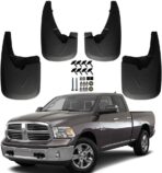 RMOURTEKK Mud Flaps Compatible with Dodge Ram 2009-2018 1500 2500 3500 & 2019-2024 Ram 1500 Classic Without OEM Fender Flares Custom Front and Rear Mud Guard Set（4pcs-Set）