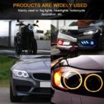 Qasim 1-Pair 95MM RGB LED Angel Eyes Universal Halo Rings for Motorcycle Car DRL Fog Lamp Turn Signal Light APP Bluetooth Control Multi-Color 12V - Image 6
