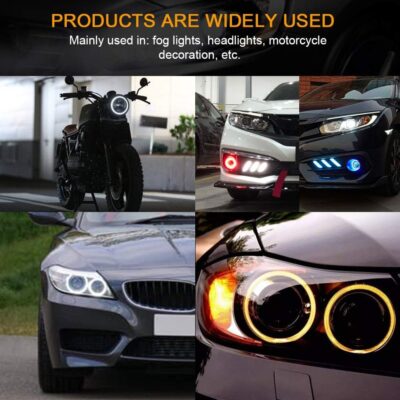 Qasim 1-Pair 95MM RGB LED Angel Eyes Universal Halo Rings for Motorcycle Car DRL Fog Lamp Turn Signal Light APP Bluetooth Control Multi-Color 12V - Image 6