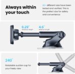 APPS2Car Magnetic Phone Mount for Car, Dashboard & Windshield Suction Cup Holder with Telescopic Arm, Requires Metal Plate (Included), Universal Fit for iPhone & Android Smartphones - Image 4