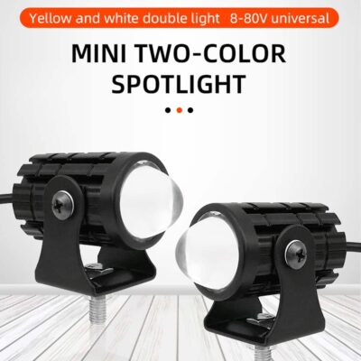 2pcs Super Bright 24W LED Two-Color White Amber Spotlight + 2pcs ON-ON-OFF Switch, Waterproof auxiliary Motorcycle Headlight Fog Light, Universal For Car Truck ATV Offroad SUV Driving Work Spot Lamp - Image 3