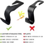 Car Hooks Universal Car Vehicle Back Seat Headrest Hanger Holder Hook Microfiber Leather & Stainless Steel for Bag Purse Cloth Drink Grocery (Black) - Image 3