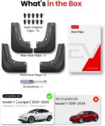 REEVAA 2026 Tesla New Model Y Juniper Accessories - Mud Flaps [Protect Paint, No Drilling Required] All-Weather Splash Guard Body Kits for Model Y Juniper 2025-2026, Black (Set of 4) - Image 9