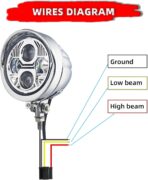 FATECIM 4.5" Bullet Round Motorcycle LED Headlight with Visor 4 1/2 Inch Motorbike Hi/Lo Beam Headlamp Bottom Mount Heavy Duty for Harley Kawasaki Honda Yamaha Suzuki Chopper Cafe Racer Bobber Chrome - Image 4