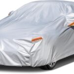 Kayme 6 Layers Car Cover Waterproof All Weather for Automobiles, Outdoor Full Cover Rain Sun UV Protection with Zipper Cotton, Size A2 3XL Universal Fit for Sedan (186-193 inch)