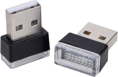 Febrytold 4Pcs Ice Blue USB Car Interior Atmosphere Lamps, Universal Mini Led USB Lights for Car Decoration, Lighting - Image 6