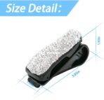Moly Magnolia 2 PCS Glasses Holders for Car Sun Visor, Fashion Bling Crystal Rhinestones Car Eyeglasses Sunglasses Hanger Mount with Ticket Card Clip for Women Girls (Silver) - Image 3