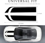 Car Hood Decal Sticker, Racing Stripe Graphic Stickers for Auto Body Skirt Roof Hood Bumper, Automotive Exterior Decoration Vinyl Decal for Car SUV Truck, Car Accessories (Black) - Image 2