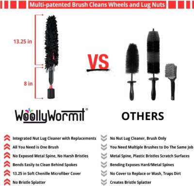 Wheel Cleaning Brush Car Detailing Kit - Rim Brush, Lug Nuts and Wheel Cleaner Brush Car Wash Kit -Tire Brushes for Cleaning Rims - Car Cleaning Supplies and Rim Cleaner Brush Set - Image 6