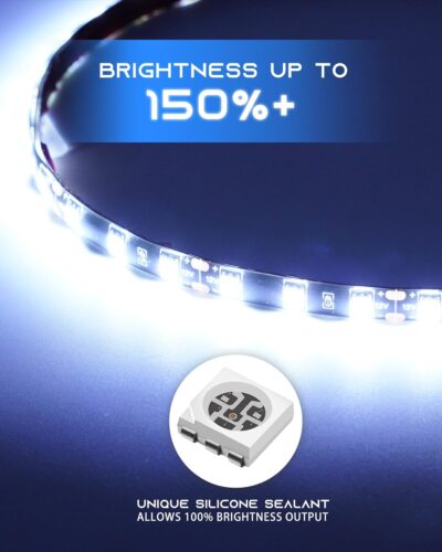 12V Led Light Strip 18" Connectable White LEDs Strip Lights for Car Motorcycle Golf Cart Automotive Trucks Boat Waterproof Led Light Strip, 4Pack - Image 5