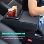 Car Center Console Pad with Front Storage Pocket for Phone,PU Leather Armrest Cushion with Cup Holder,Elbow Rest Pillow,Universal Car Armrest Seat Box Cover Protector for Most Vehicles - Image 7