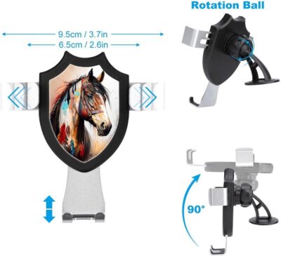 Vintage Indian Horse Car Phone Holder, Universal Dashboard & Air Vent Phone Mount for Secure Hands-Free Driving - Image 2