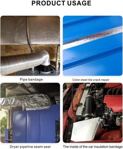 12'' X 48’'Aluminized Heat Shield Mat Thermal Barrier Adhesive Backed Heat Blanket, Fiberglass Insulation Reflective Material High Temp Protection - Image 4