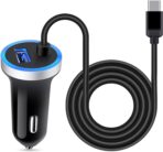 USB C Car Charger, 3.4A Fast Charging Car Adapter+3ft Type C Cable for Samsung Galaxy S26 S25 S24 S23 S22 S21 S20 S10 Note 20 A10E A20 A50 A51 A71,LG Stylo 6/5 G7 V60 ThinQ Moto G8 Google Pixel 4 3a