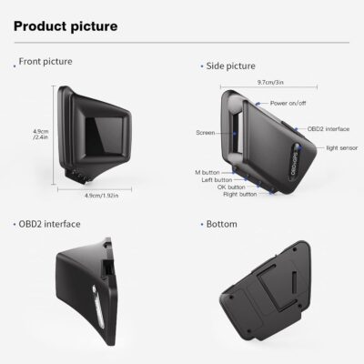 Head Up Display, Car HUD P8, OBDII & GPS Dual System, The 1st Model in The Market Can be Installed on A-Pillar Trim, Only works on most 2008+ cars - Image 7