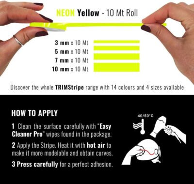 4R Quattroerre.it 10488 Trim Stripes Adhesive Strips for Cars, Neon Yellow, 7 mm x 10 mt - Image 3