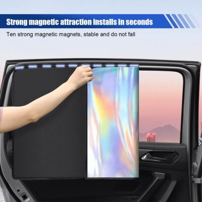 Holographic Front & Rear Car Window Shades, Magnetic Car Side Window Covers, Blackout Auto Privacy Curtains for Blocking Sunlight, Camping, Napping, Sleeping, Breastfeeding (4PCS) - Image 6