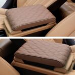 soputry Leather Car Armrest Box Pad, 2023 New Car Center Console Cover Pad Leather Auto Armrest Cover, Universal Arm Rest Cushion Pads for SUV/Truck/Vehicle (Grey, Wave Pattern) - Image 6