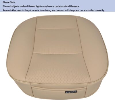 Ultra-Luxury PU Leather Car Seat Protection Cover Car Seat Cover for Most Four-Door Sedan&SUV,Single Seat Cover Without Backrest 1PCS (W 20.8× D 21× T 0.2inch) (3D-Beige) - Image 3
