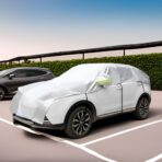 Half Car Cover All Weather Car Body Cover Sunshade Cover Snow Cover Waterproof Snowproof Universal 210D Oxford Fabric (Fit Hatchback Length 158'' to 173'') - Image 9