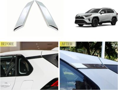 Car Accessories Compatible with Toyota RAV4 2025 2024 2023 2022 2021 2020 2019 Exterior Rear Window C Pillar Molding Cover Trim ABS 2PCS(Glossy Chrome Style) - Image 2